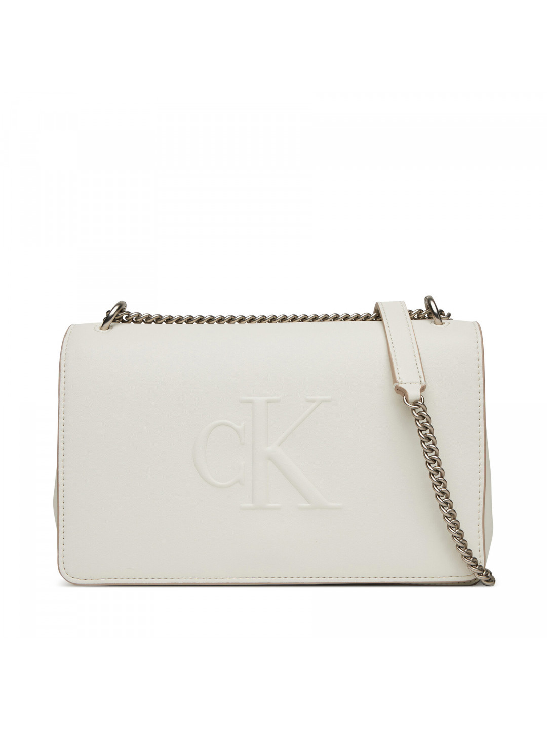 Kabelka Calvin Klein Jeans Sculpted Ew Flap Conv Chain LV04K3035G Bílá